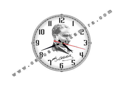 Atatürk baskılı duvar saat kamera